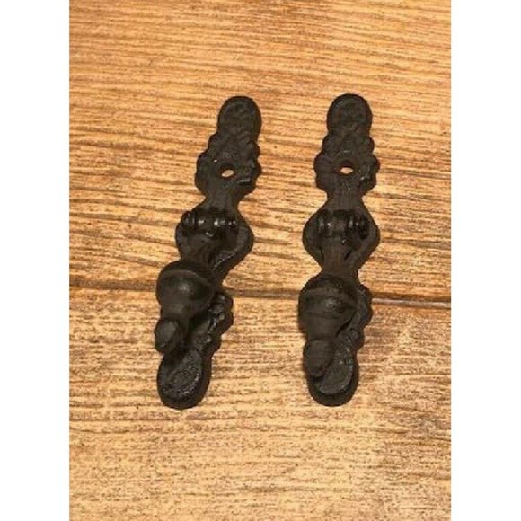 Two (2) Cast Iron Vertical Hinged Cabinet Drawer Pulls Handles Two (2) 0184-0208 - Picture 3 of 9